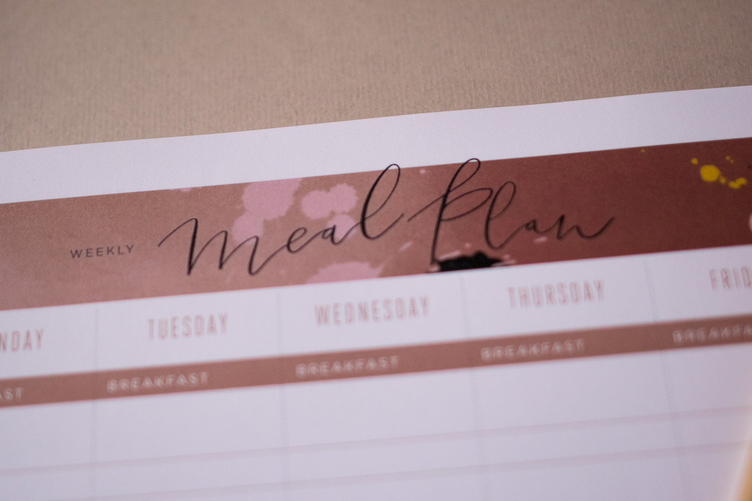 Weekly Meal Planner Paper Pad